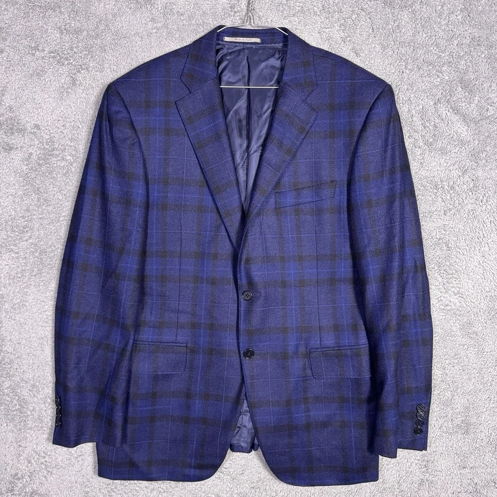 Canali Sport Coat Men IT 50R Wool Windowpane Jacket Blazer Soft Suit Jacket